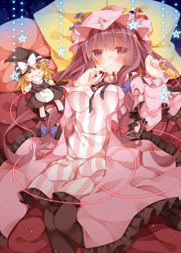 kirisame marisa and patchouli knowledge (touhou) drawn by mogu_(au1127)