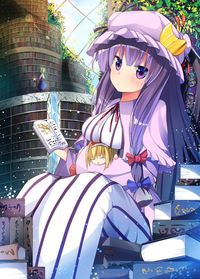 alice margatroid, patchouli knowledge, and shanghai doll (touhou) drawn by masa_(miyabitei)