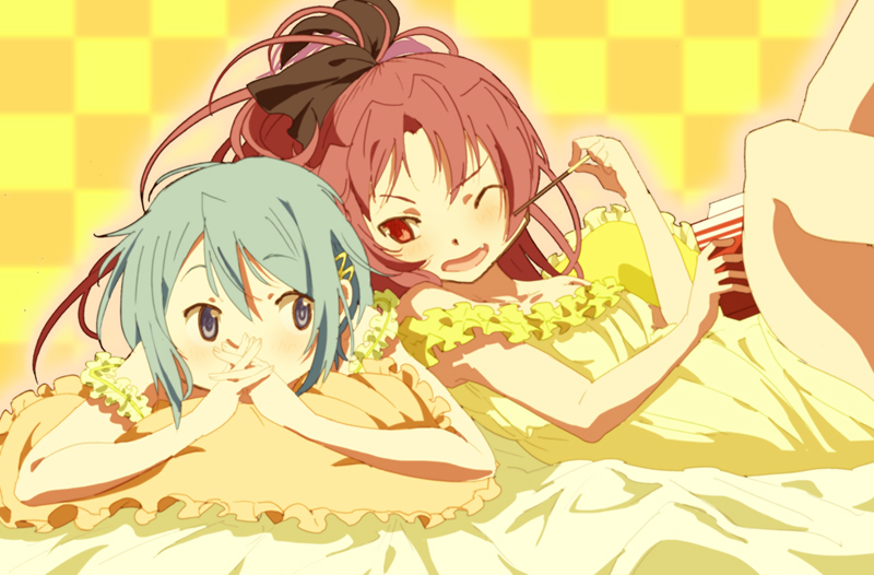 miki sayaka and sakura kyoko (mahou shoujo madoka magica) drawn by fumiko_(mesushi)