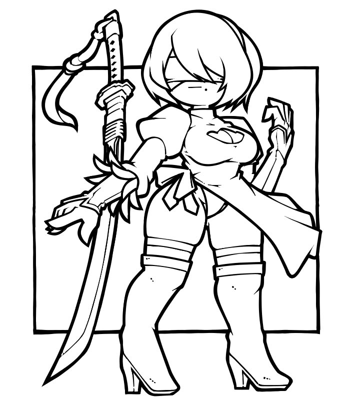 2b (nier and 1 more) drawn by name_omoitukan2