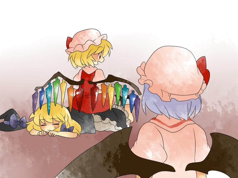 kirisame marisa, remilia scarlet, and flandre scarlet (touhou) drawn by hammer_(sunset_beach)