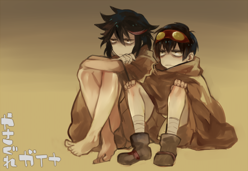 matoi ryuuko and simon (kill la kill and 1 more) drawn by omusubi_sanmyaku