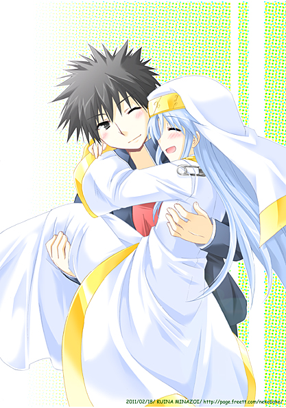 kamijou touma and index (toaru majutsu no index) drawn by minazoi_kuina
