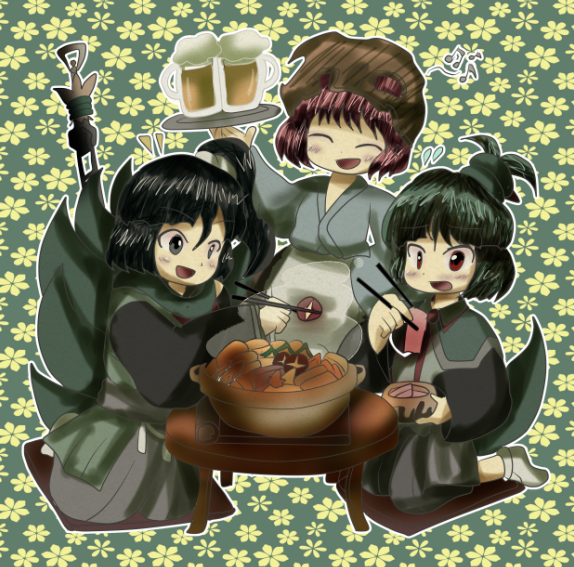 adagumo no saragimaru, katano sukune, and adagumo no yaorochi (len'en) drawn by d_byte