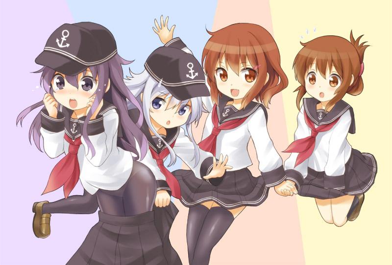 hibiki, inazuma, ikazuchi, and akatsuki (kantai collection) drawn by gale_kawaii