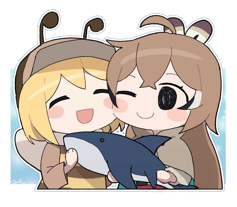 nanashi mumei, watson amelia, smol ame, and smol mumei (hololive and 1 more) drawn by gyaheung