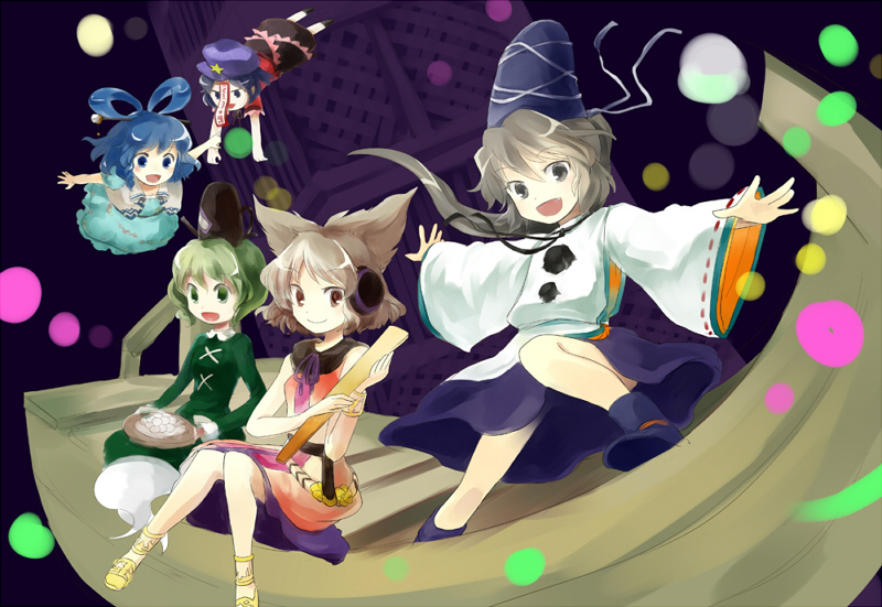 toyosatomimi no miko, mononobe no futo, kaku seiga, miyako yoshika, and soga no tojiko (touhou and 1 more) drawn by sigina