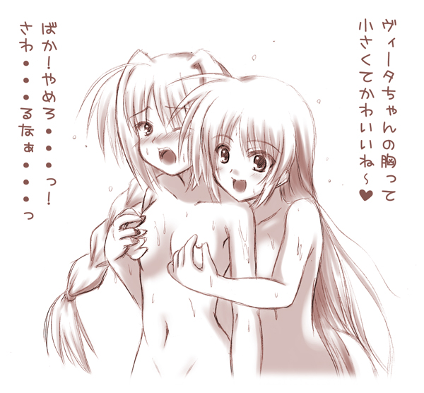 takamachi nanoha and vita (lyrical nanoha and 1 more) drawn by johnny_(from_scratch)
