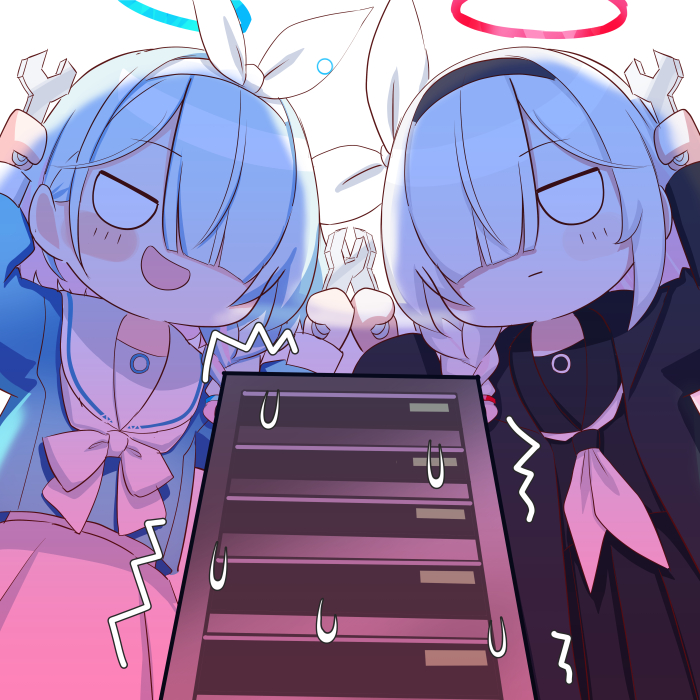 arona and plana (blue archive) drawn by o_(rakkasei)