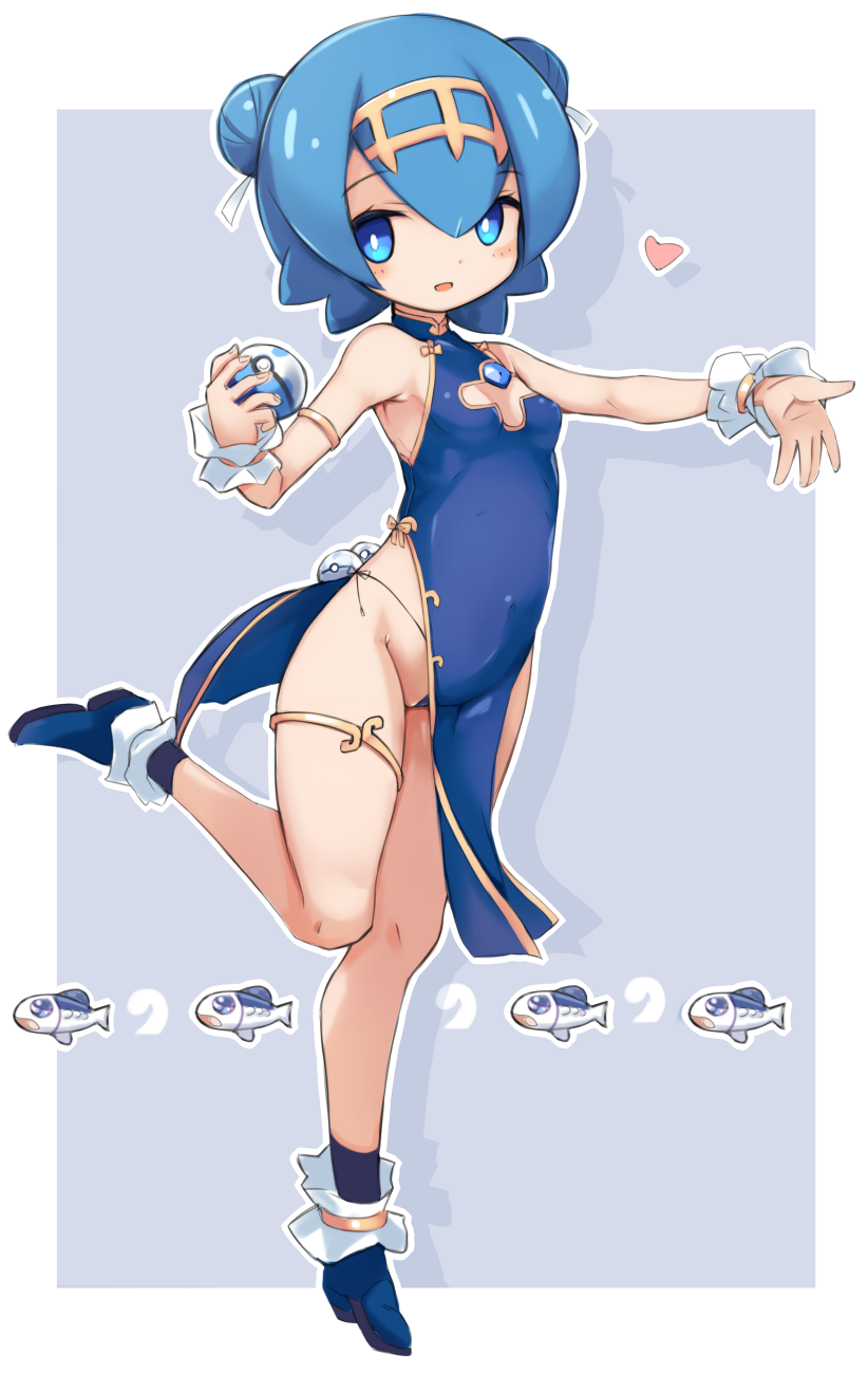 lana and wishiwashi (pokemon and 1 more) drawn by karukan_(monjya)