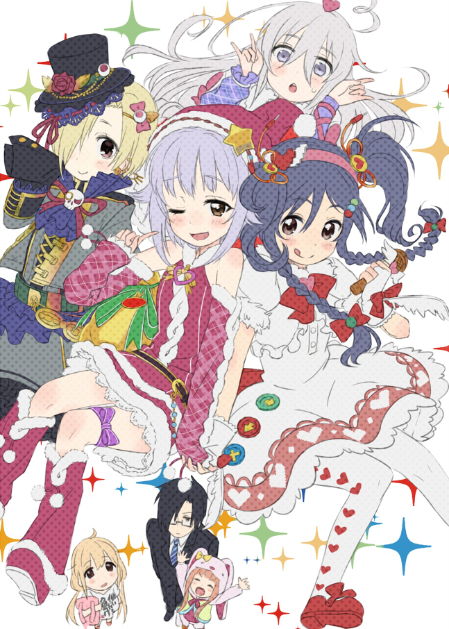 producer, shirasaka koume, futaba anzu, koshimizu sachiko, hoshi syoko, and 2 more (idolmaster and 1 more) drawn by kingin