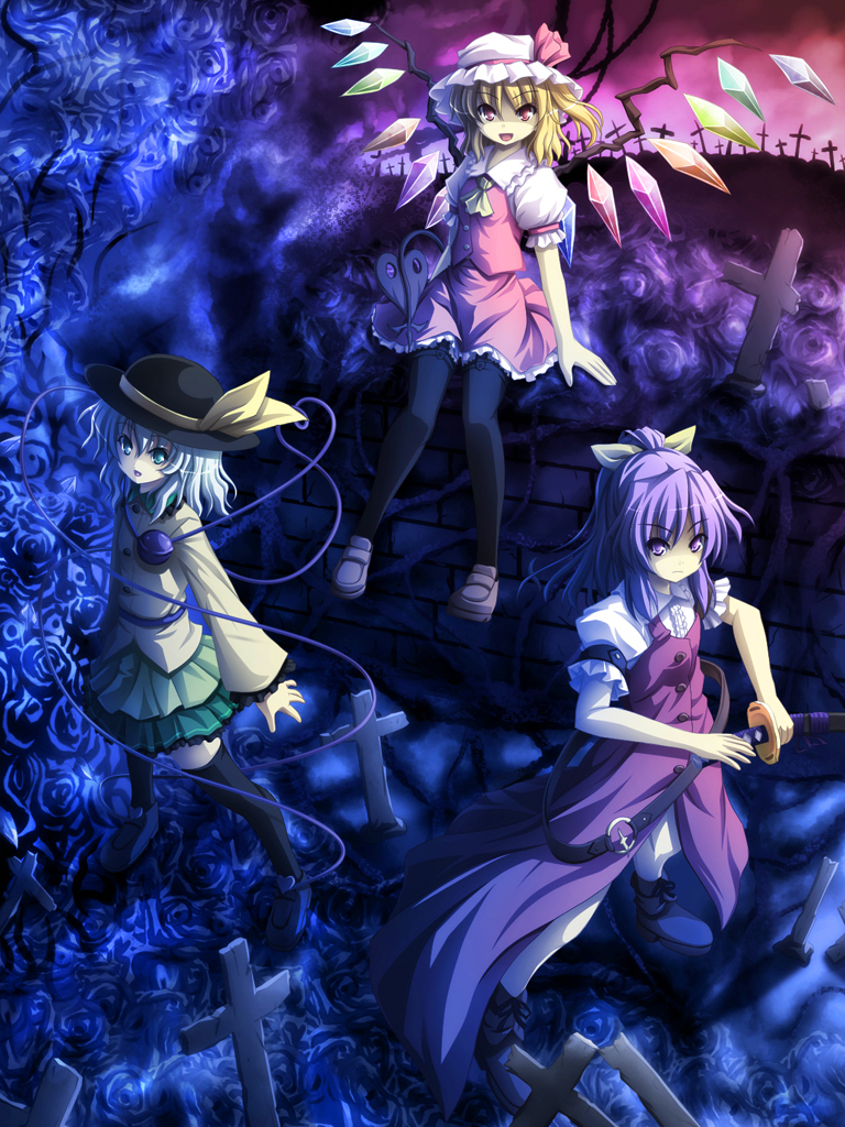flandre scarlet, komeiji koishi, and watatsuki no yorihime (touhou) drawn by akashio_(loli_ace)