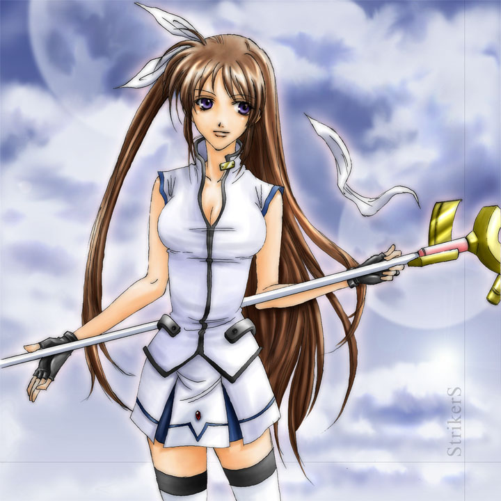 takamachi nanoha and raising heart (lyrical nanoha and 1 more) drawn by lina_(interlude)