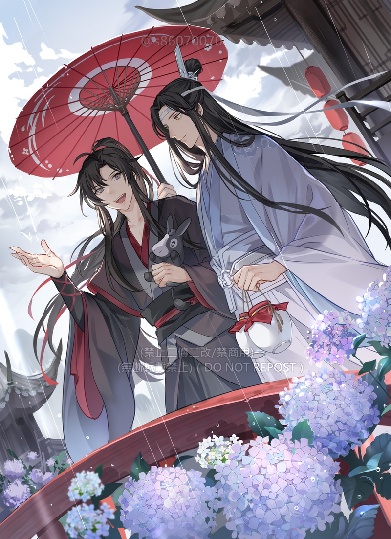 wei wuxian and lan wangji (modao zushi) drawn by usagishi