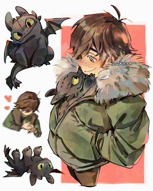 toothless and hiccup horrendous haddock iii (how to train your dragon) drawn by kadeart