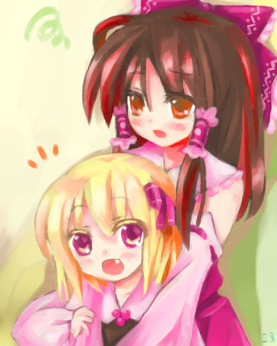 hakurei reimu and rumia (touhou) drawn by 23_(candy_chapus)