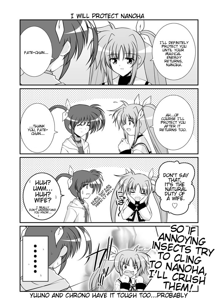 fate testarossa and takamachi nanoha (lyrical nanoha and 2 more) drawn by mikage_takashi