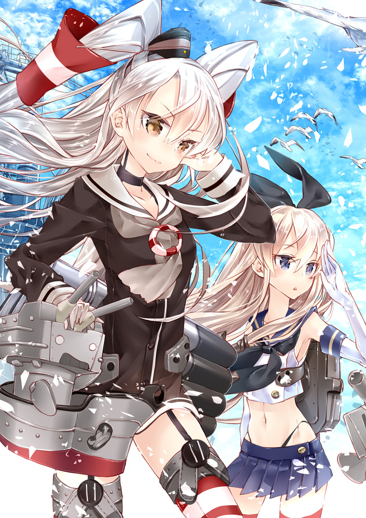 shimakaze, amatsukaze, and rensouhou-kun (kantai collection) drawn by 218