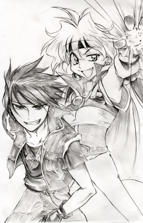 lina inverse and orphen (slayers and 1 more) drawn by san_(sprigganlights)