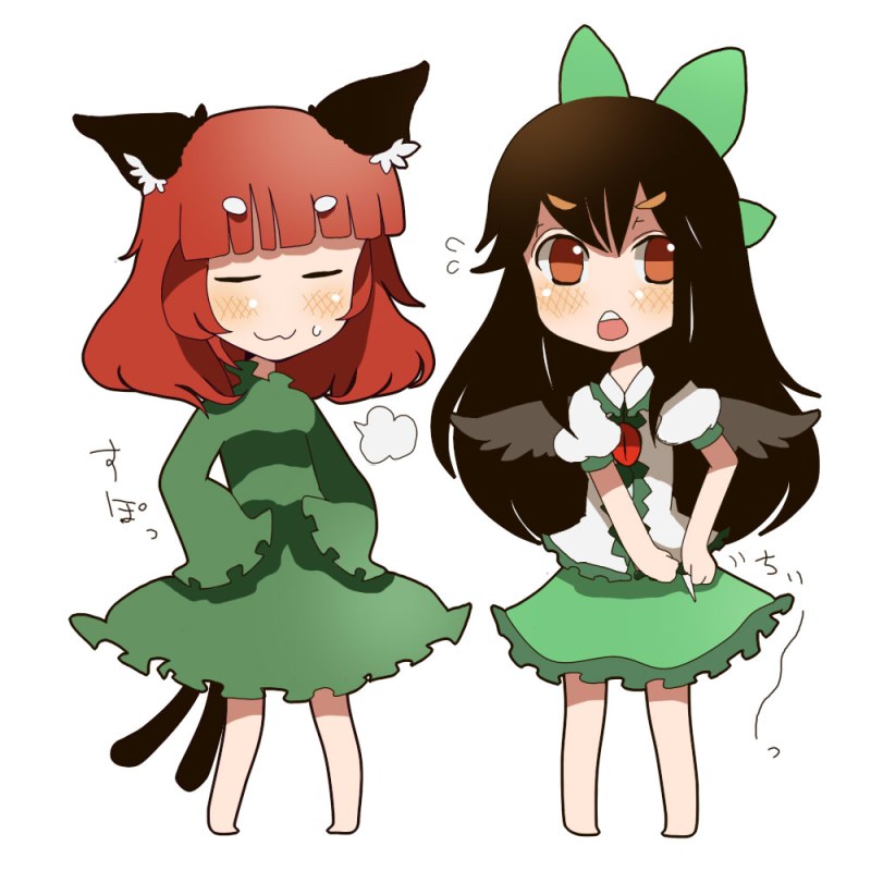 kaenbyou rin and reiuji utsuho (touhou) drawn by pote_(aonibi_kairou)