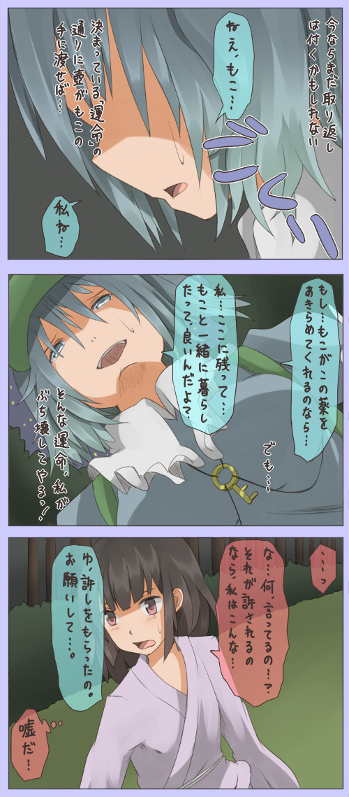 fujiwara no mokou and kawashiro nitori (touhou) drawn by shuga_(soranote)
