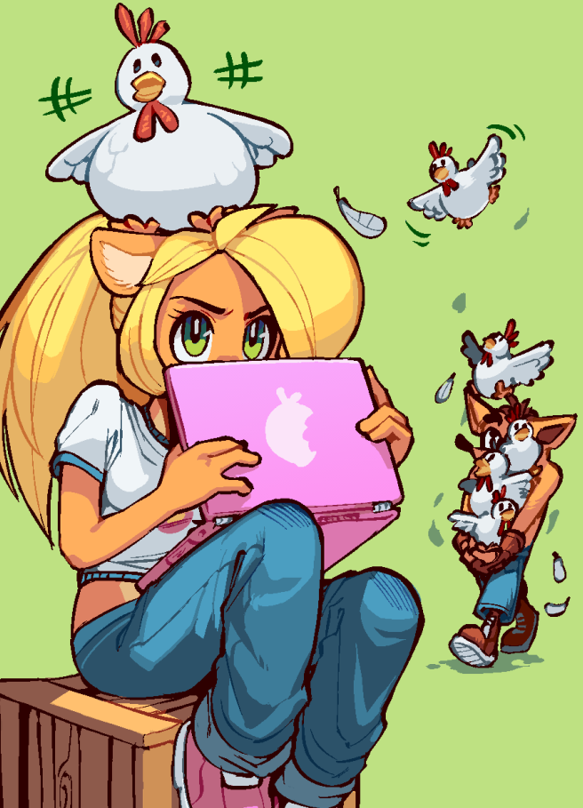 coco bandicoot and crash bandicoot (apple inc. and 1 more) drawn by wamudraws