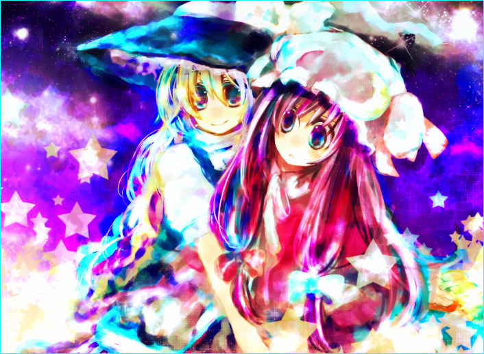 kirisame marisa and patchouli knowledge (touhou) drawn by ohomo