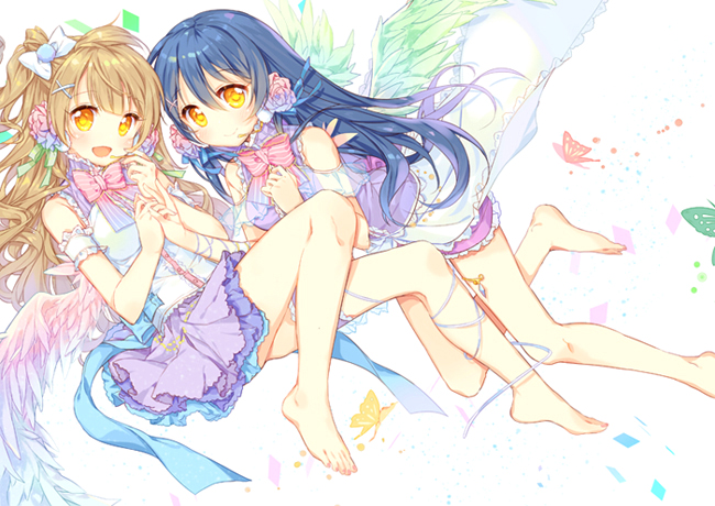 sonoda umi and minami kotori (love live! and 1 more) drawn by pf