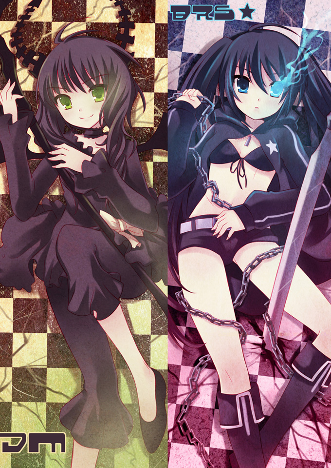black rock shooter and dead master (black rock shooter) drawn by peach88