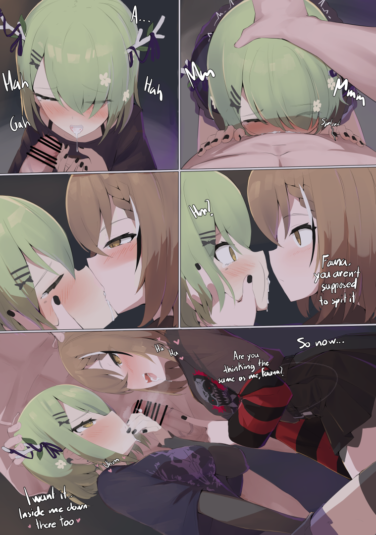 nanashi mumei and ceres fauna (hololive and 1 more) drawn by recklessdraw