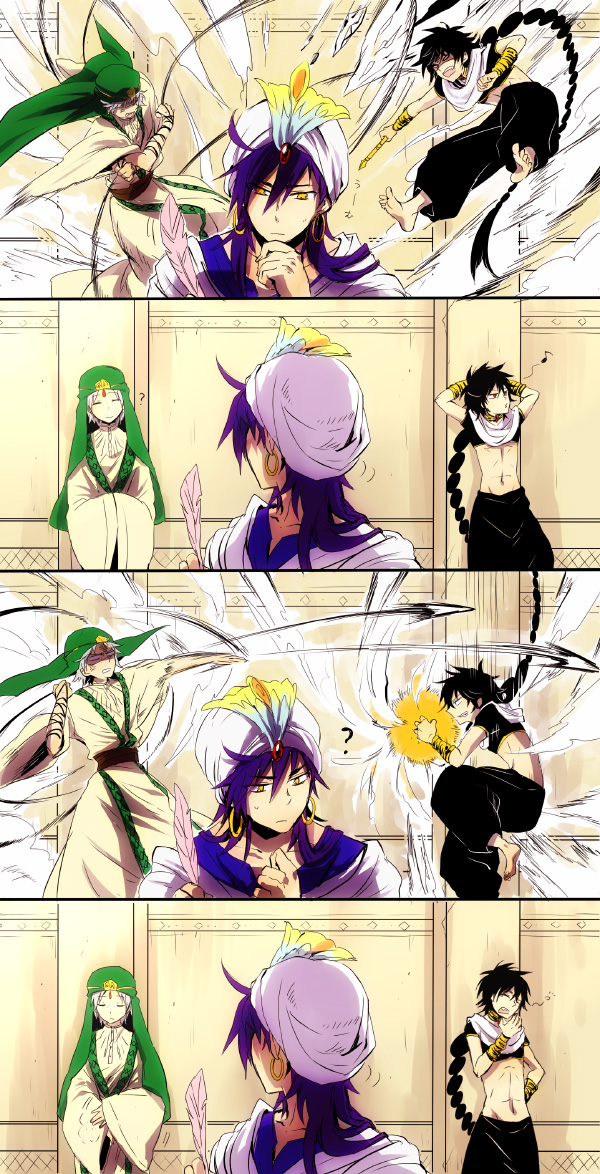 judal, sinbad, and ja'far (magi the labyrinth of magic) drawn by hakyou_(hakyo)