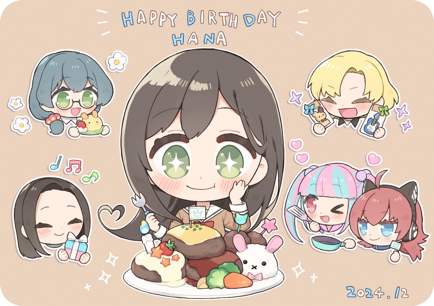 hanazono tae, tamade chiyu, nyubara reona, wakana rei, asahi rokka, and 1 more (bang dream!) drawn by hato_(hatoooootah)