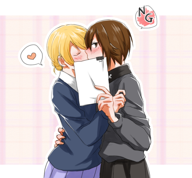 darjeeling and nishizumi maho (girls und panzer) drawn by yuuhi_(arcadia)
