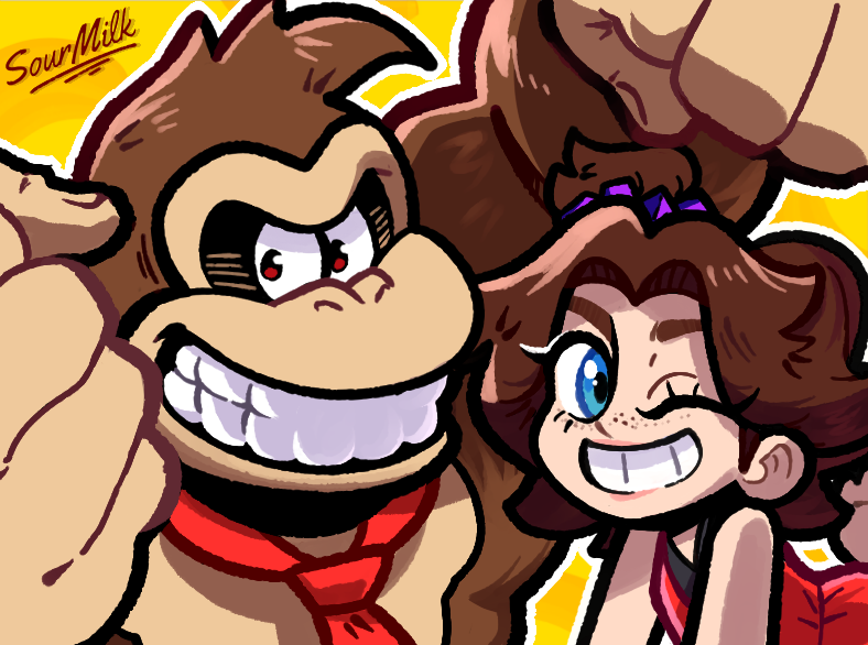 donkey kong and pauline (donkey kong and 1 more) drawn by therealsourspot