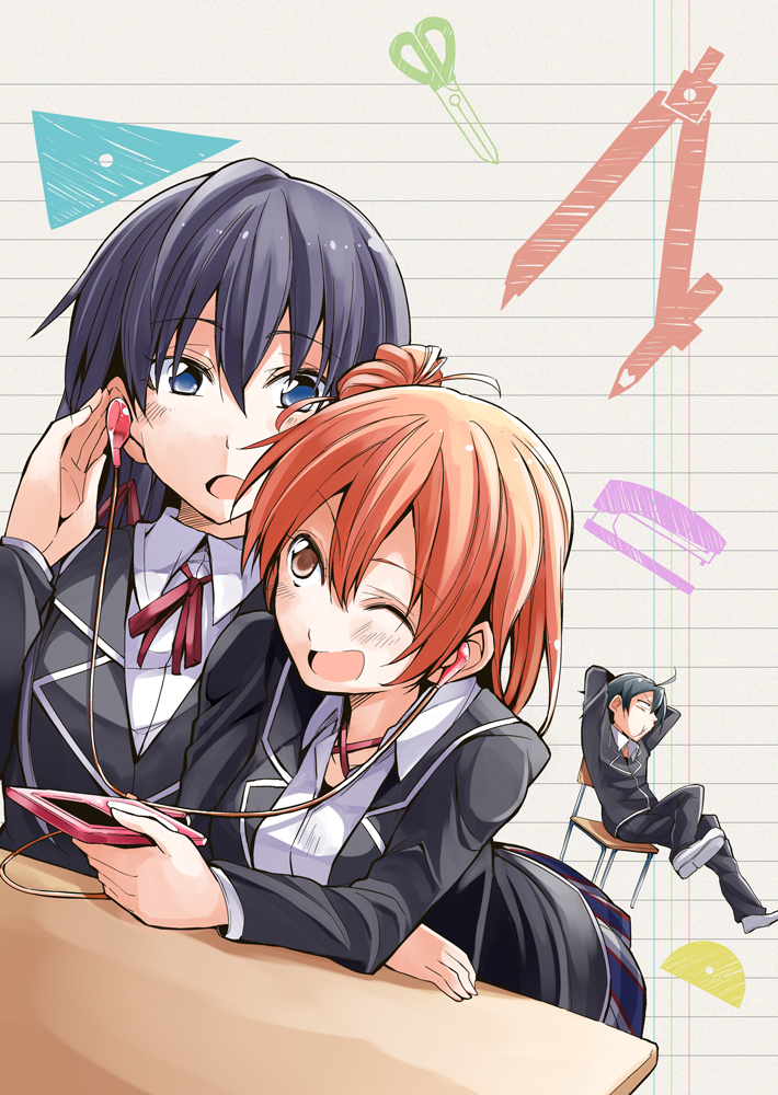 yukinoshita yukino, yuigahama yui, and hikigaya hachiman (yahari ore no seishun lovecome wa machigatteiru.) drawn by bibi02
