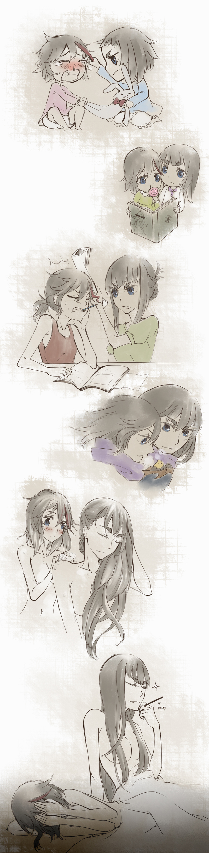 matoi ryuuko, kiryuuin satsuki, and olaf (kill la kill and 1 more) drawn by azure_(artist)