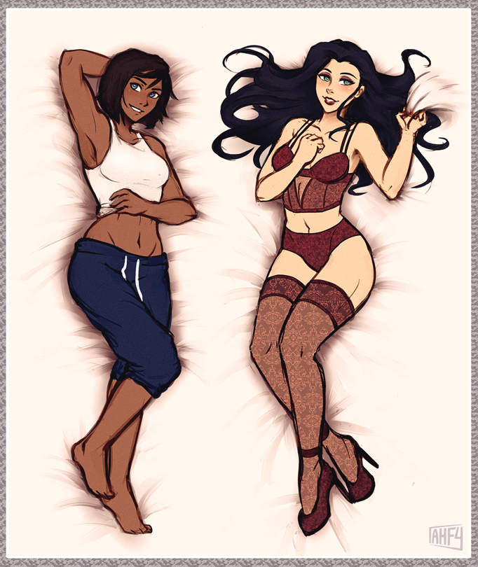 korra and asami sato (avatar legends and 1 more) drawn by iahfy