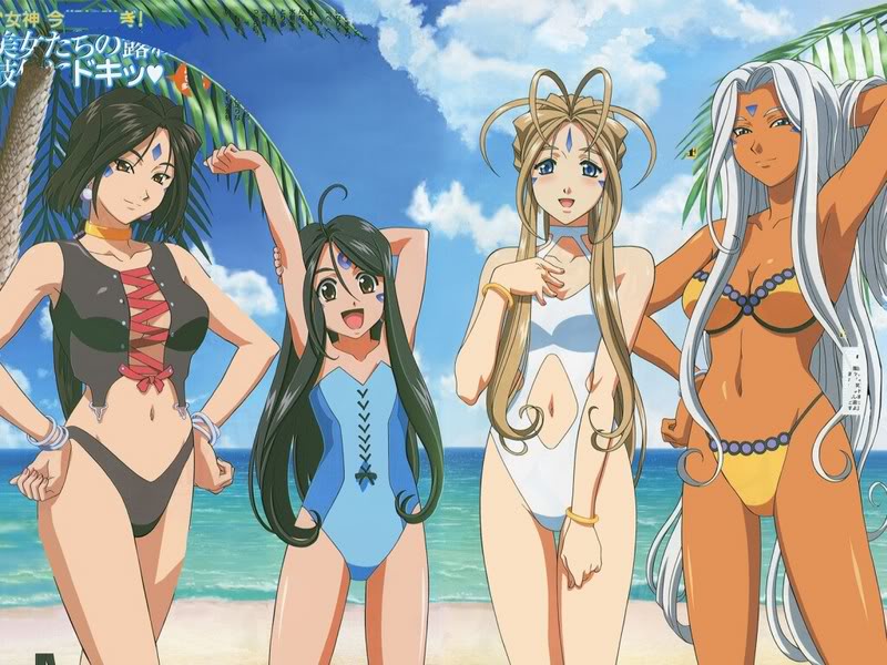 belldandy, urd, skuld, and peorth (aa megami-sama and 1 more) drawn by satou_michio