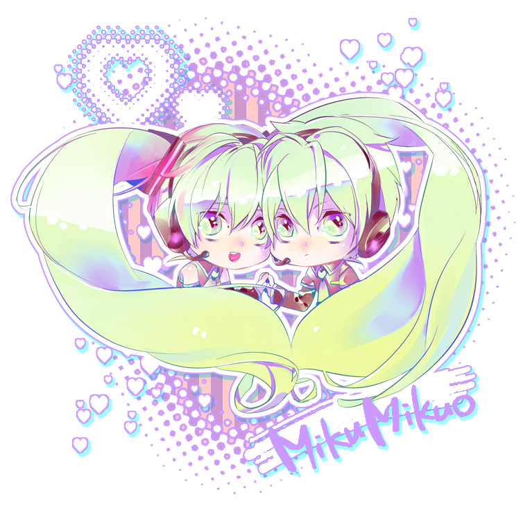 hatsune miku and hatsune mikuo (vocaloid) drawn by mochizuki_akari