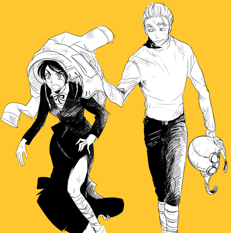 sekimori hinowa and akiba nagare (ushio to tora) drawn by nasunoshoga