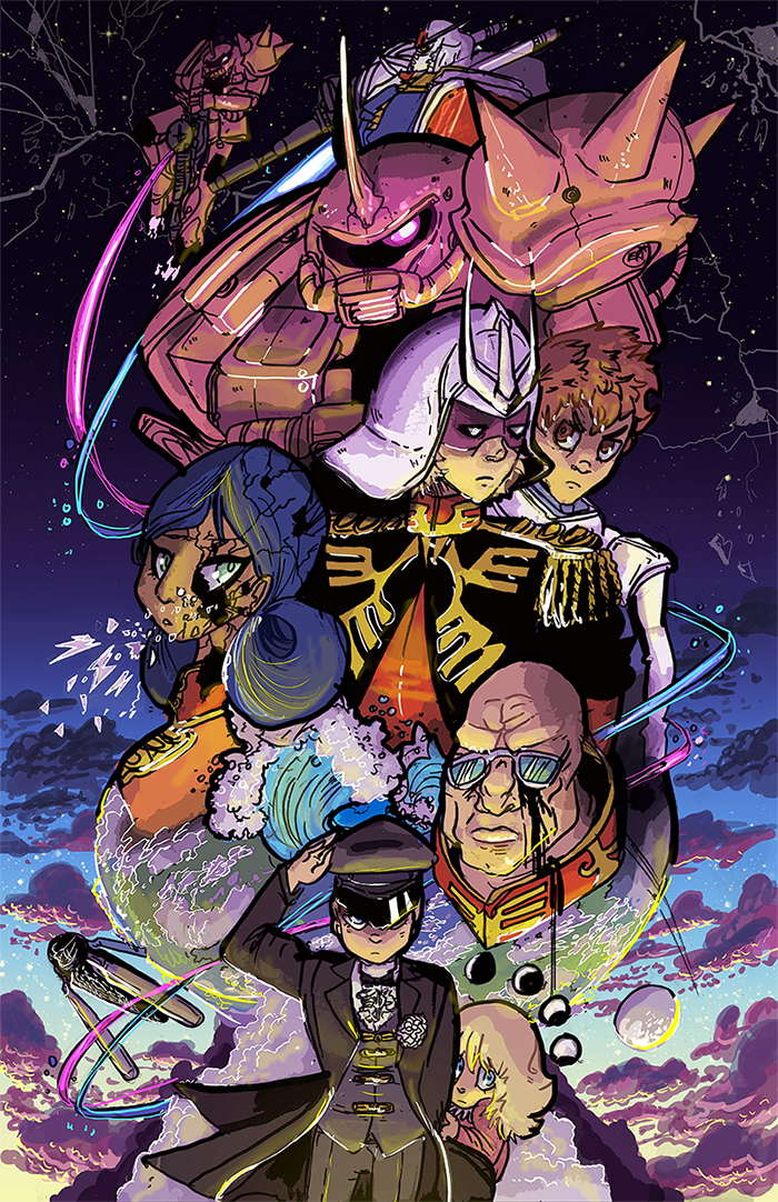 char aznable, amuro ray, lalah sune, zaku, casval rem deikun, and 2 more (gundam and 2 more) drawn by corrsollarobot