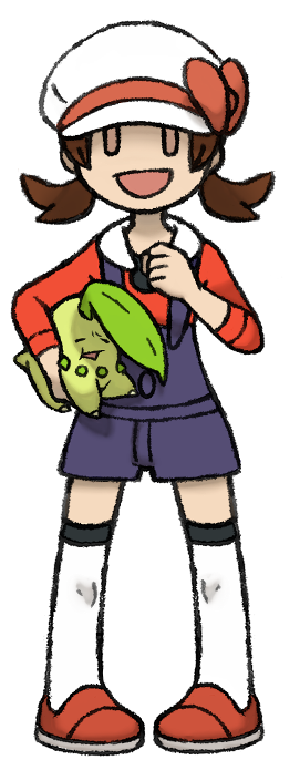lyra and chikorita (pokemon and 1 more) drawn by hari_(kureon)