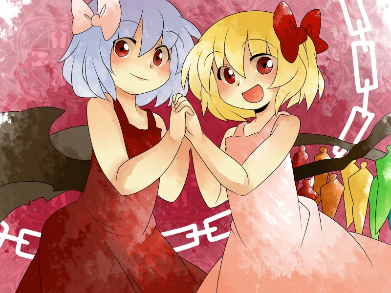 remilia scarlet and flandre scarlet (touhou) drawn by hammer_(sunset_beach)