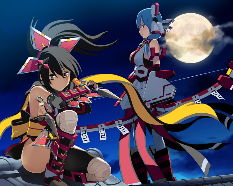 tsukikage momiji and kougetsu kagura (cosmic break) drawn by wakaba_sprout