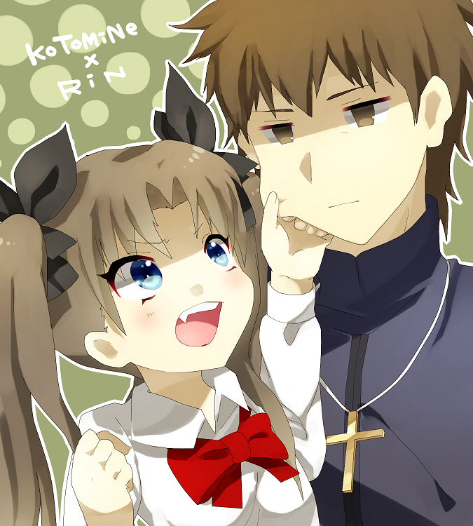 tohsaka rin and kotomine kirei (fate and 1 more) drawn by suurin_(ksyaro)