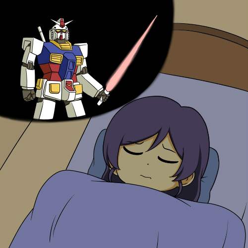 tojo nozomi and rx-78-2 gundam (love live! and 3 more) drawn by shiitake_nabe_tsukami