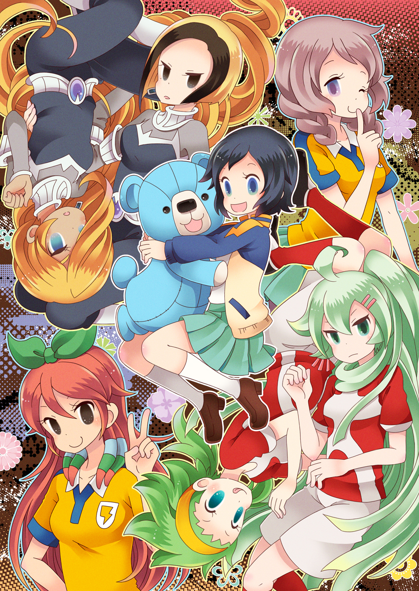 sorano aoi, yamana akane, seto midori, reiza, wonderbat, and 3 more (inazuma eleven and 2 more) drawn by uppi