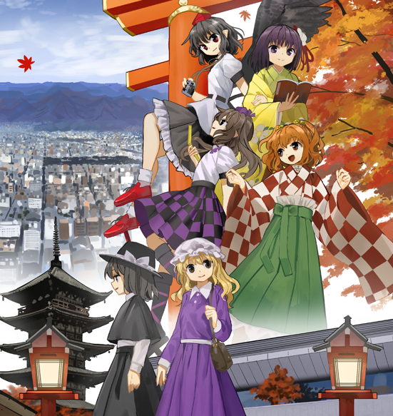 shameimaru aya, usami renko, maribel hearn, himekaidou hatate, hieda no akyuu, and 1 more (touhou) drawn by suna_(s73d)