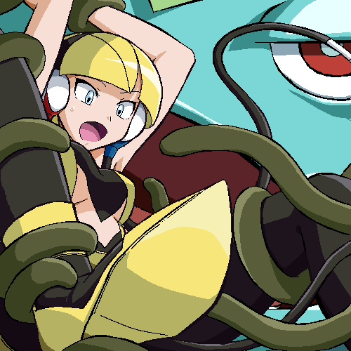 elesa and venusaur (pokemon and 1 more) drawn by gomatarou_(pixiv196136)