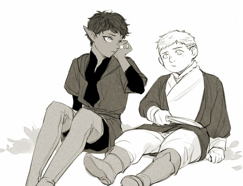 laios touden and kabru (dungeon meshi) drawn by changye